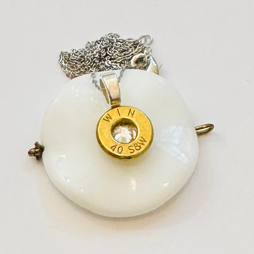 Single BulletSlice Crystal Center Necklace - Sterling Silver Chain