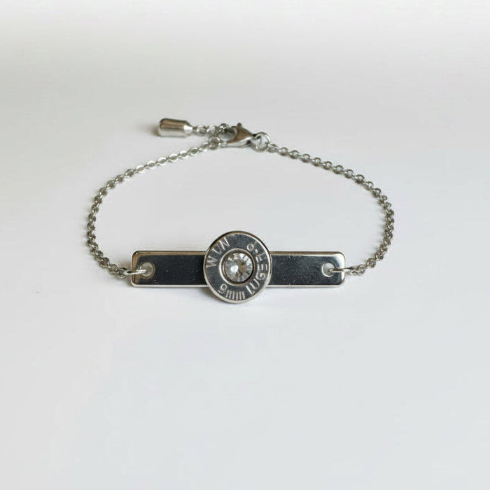 BulletSlice Bar Crystal Center Bracelet | Silver