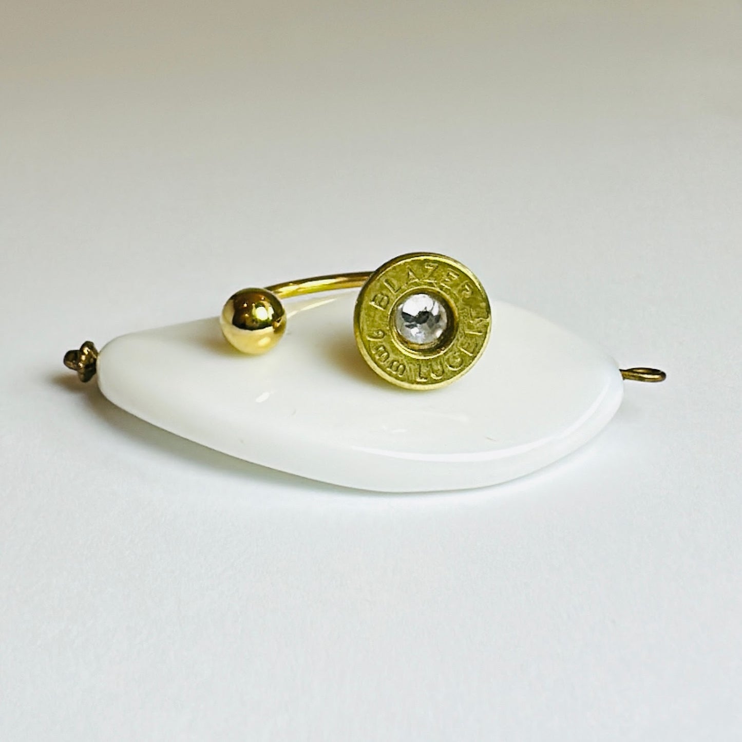 BulletSlice Crystal Center Ring - Gold Base