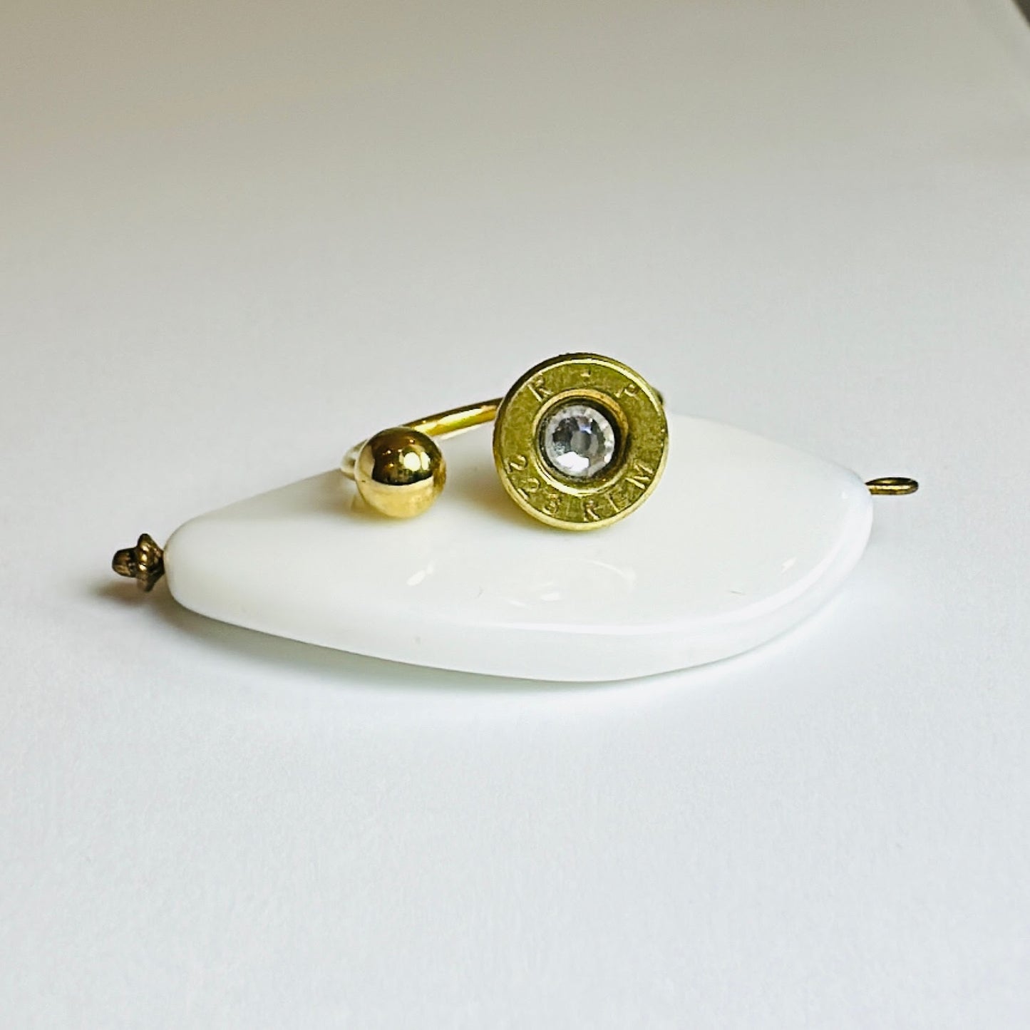 BulletSlice Crystal Center Ring - Gold Base