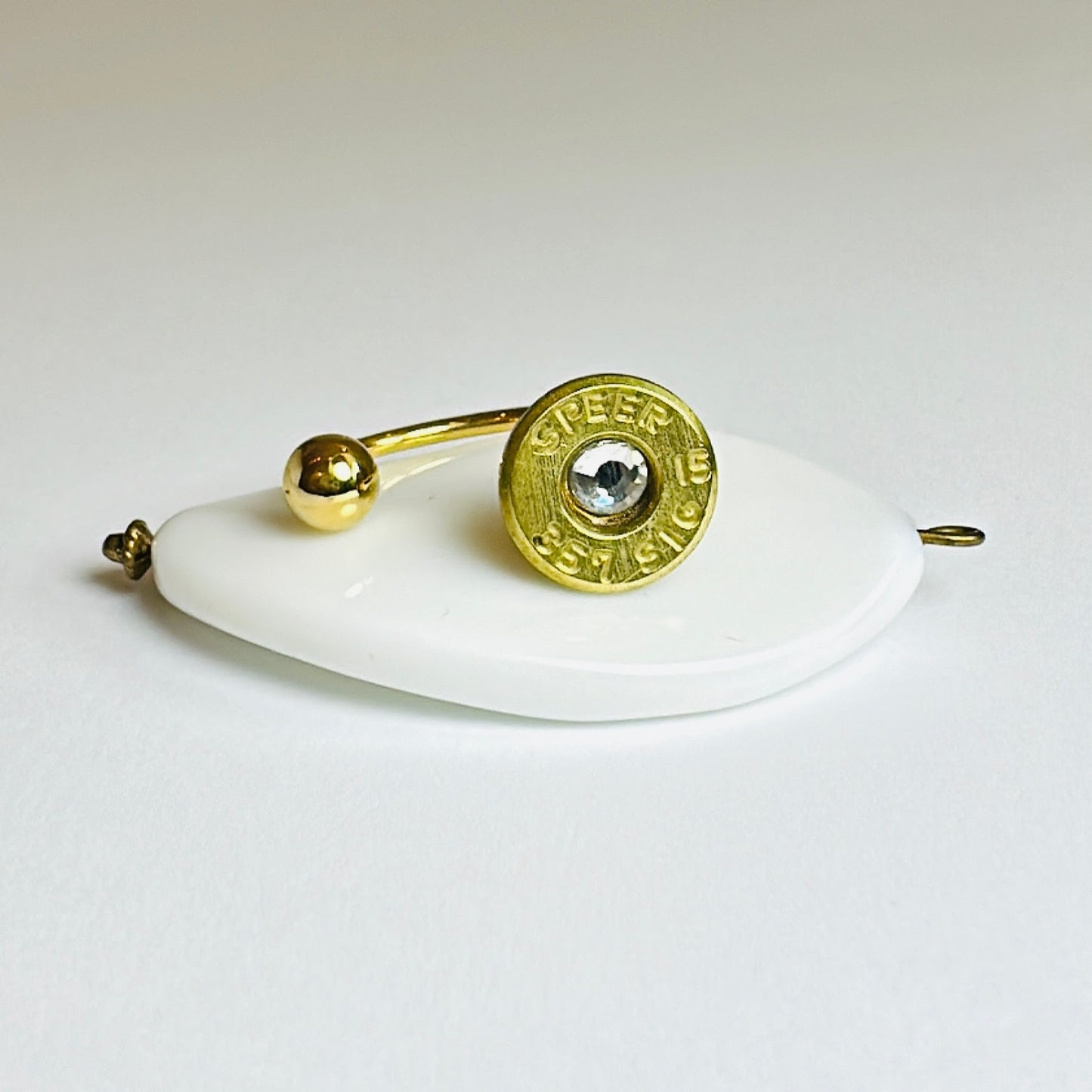 BulletSlice Crystal Center Ring - Gold Base