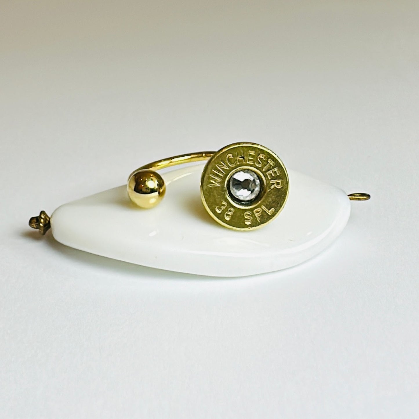 BulletSlice Crystal Center Ring - Gold Base