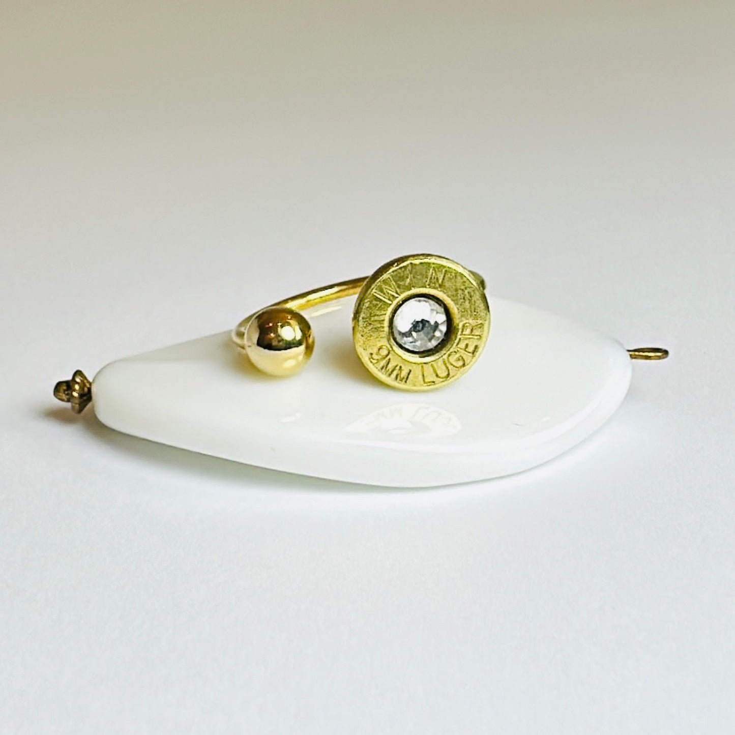 BulletSlice Crystal Center Ring - Gold Base