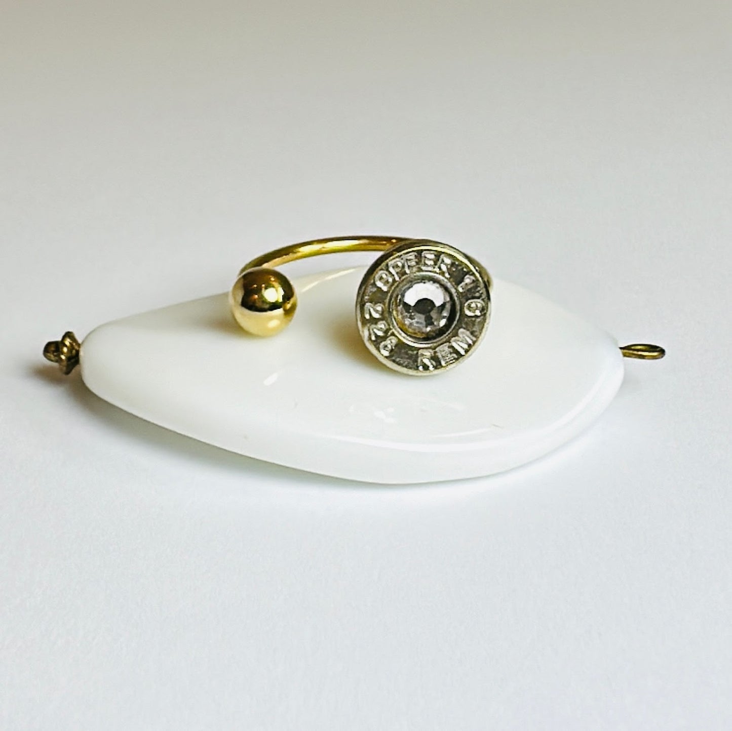 BulletSlice Crystal Center Ring - Gold Base