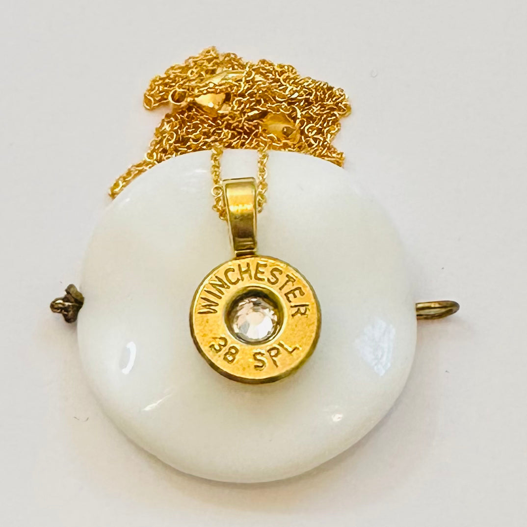 Single BulletSlice Crystal Center Necklace - Gold Filled Chain
