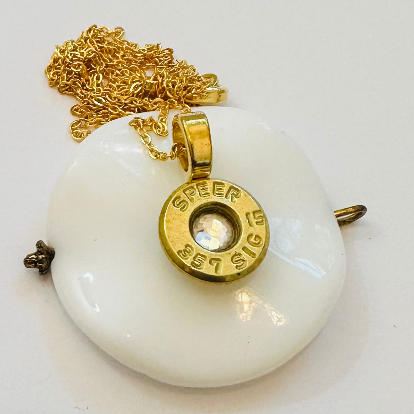 Single BulletSlice Crystal Center Necklace - Gold Filled Chain