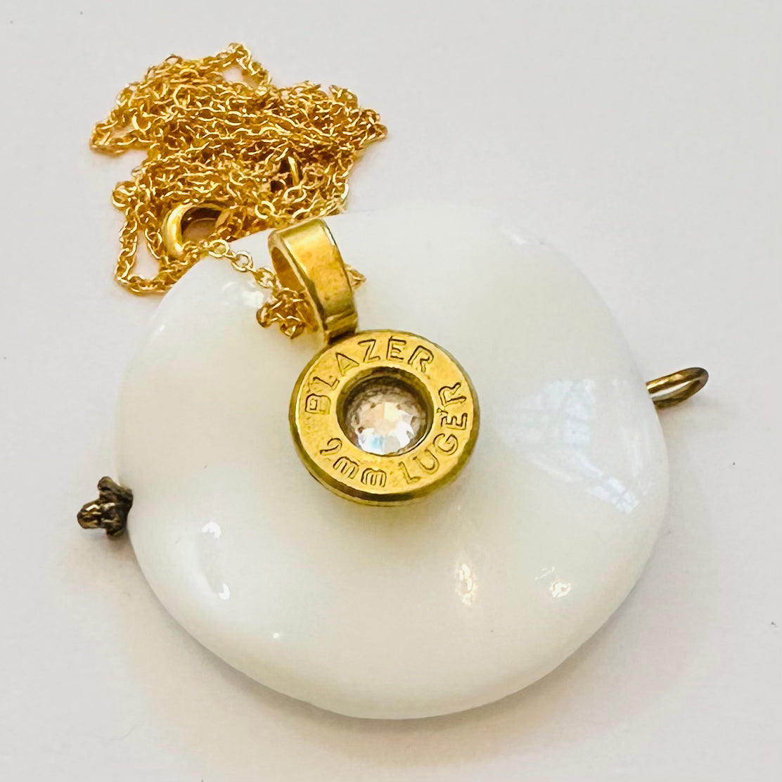 Single BulletSlice Crystal Center Necklace - Gold Filled Chain