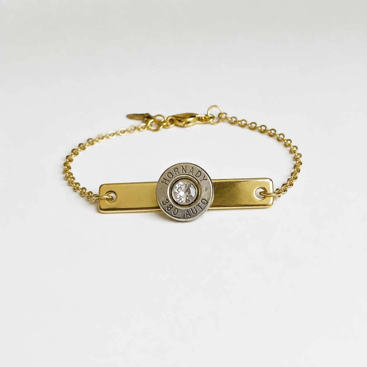 BulletSlice Bar Crystal Center Bracelet | Gold