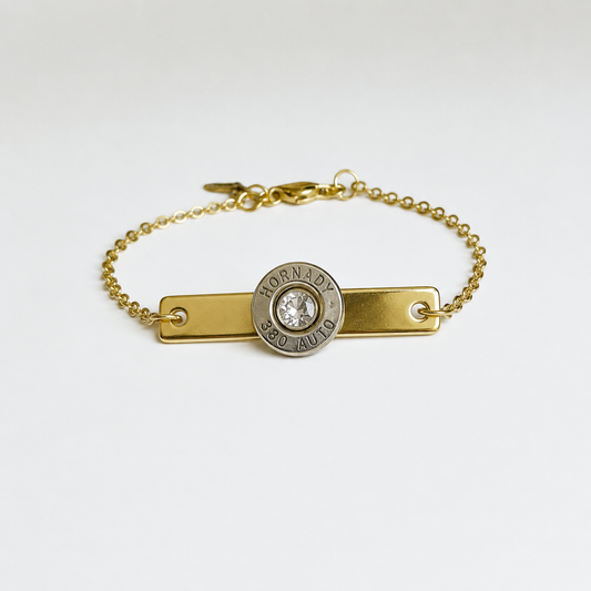 BulletSlice Bar Crystal Center Bracelet | Gold