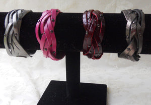1" Rivet Braided Leather Bracelet