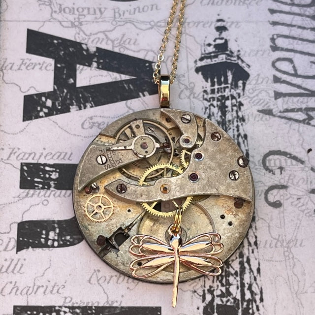 Time Flies Antique Pocket Watch Necklace