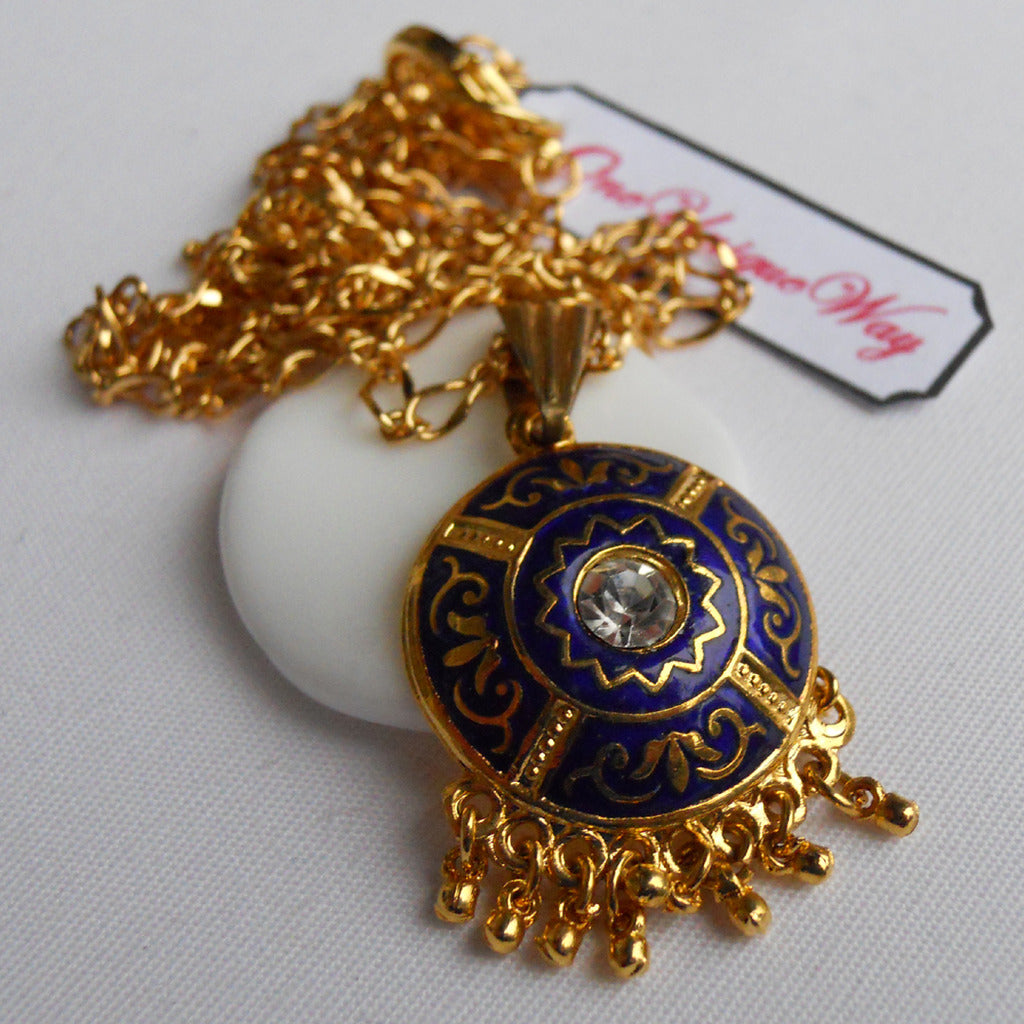 Egyptian Blue & Gold Pendant Necklace
